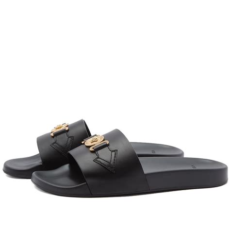 versace men's pool slides|versace la medusa leather slides.